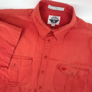 Vintage Dockers Men Large Orange Red Short Sleeve Button Down 90s Retro Shirt